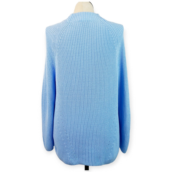 Lands' End SZ 1X Thick Knit Funnel Neck Sweater Sky Blue 100% Cotton - Picture 5 of 8